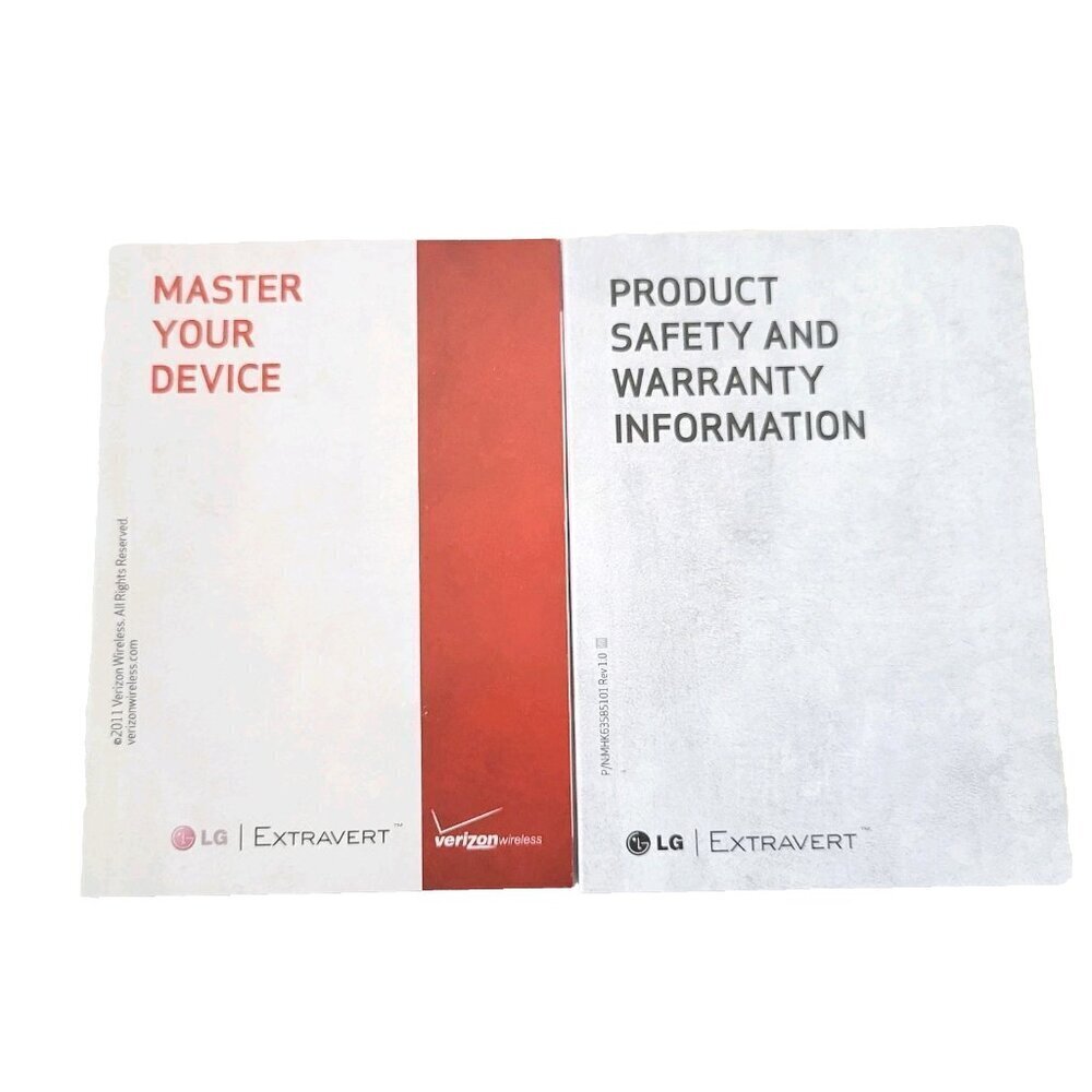 Verizon LG Extravert Owner's Manual Product & Warranty Information Booklets